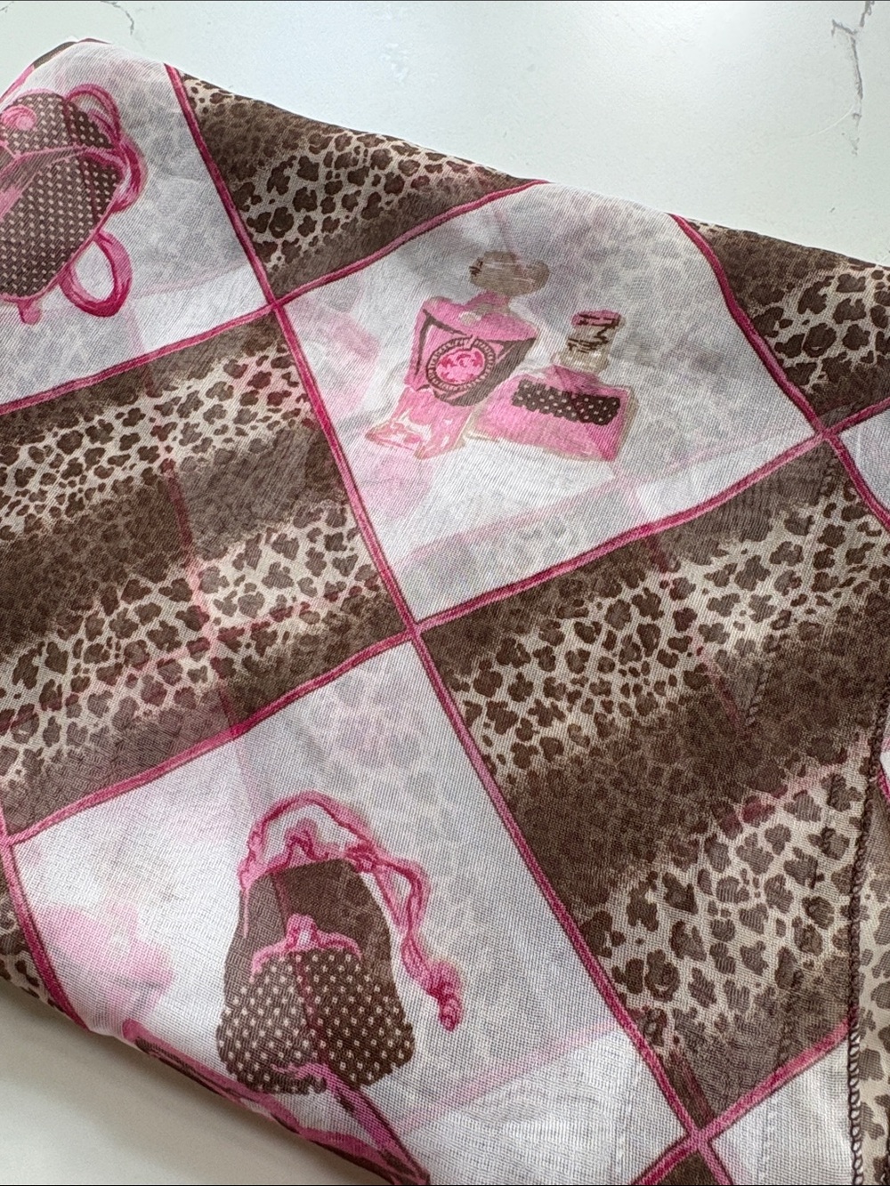Kids Pink and Brown Leopard Print Fashion Scarf